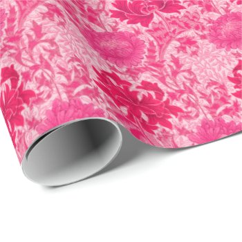 William Morris Chrysanthemums  Fuchsia Pink Wrapping Paper by Floridity at Zazzle