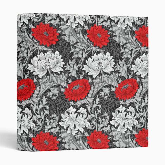 William Morris Chrysanthemums, Gray and Red Binder (Front/Spine)