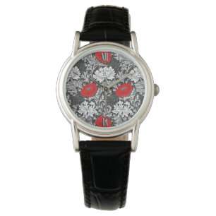 William Morris Chrysanthemums, Gray and Red Watch