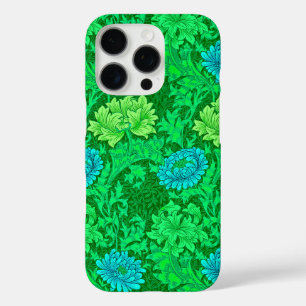 William Morris Chrysanthemums, Lime Green & Aqua iPhone 16 Pro Case