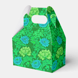 William Morris Chrysanthemums, Lime Green & Aqua Favor Boxes