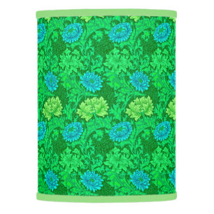 William Morris Chrysanthemums, Lime Green & Aqua Lamp Shade