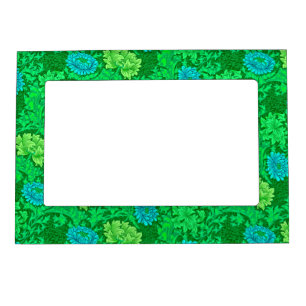 William Morris Chrysanthemums, Lime Green & Aqua Magnetic Photo Frame