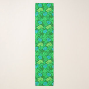 William Morris Chrysanthemums, Lime Green & Aqua Scarf
