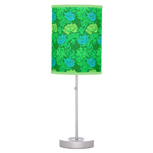 William Morris Chrysanthemums, Lime Green & Aqua Table Lamp