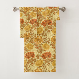 William Morris Chrysanthemums, Mustard Gold  Bath Towel Set