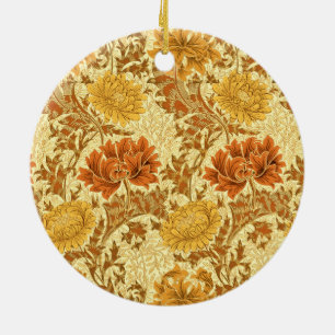 William Morris Chrysanthemums, Mustard Gold Ceramic Ornament