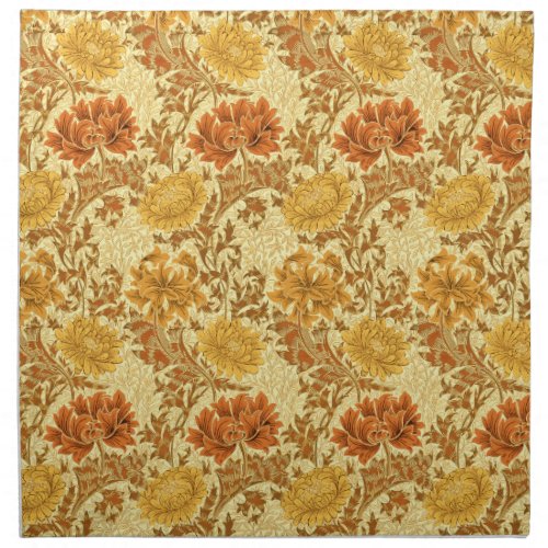 William Morris Chrysanthemums Mustard Gold Cloth Napkin