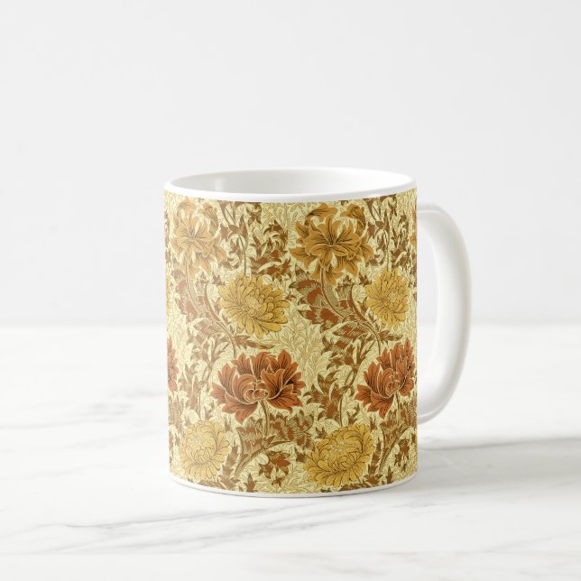 William Morris Chrysanthemums, Mustard Gold  Coffee Mug (Front Right)