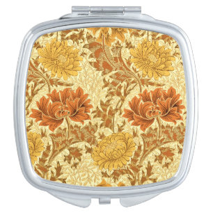 William Morris Chrysanthemums, Mustard Gold Compact Mirror