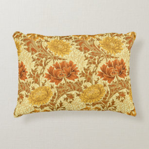 William Morris Chrysanthemums, Mustard Gold Decorative Pillow