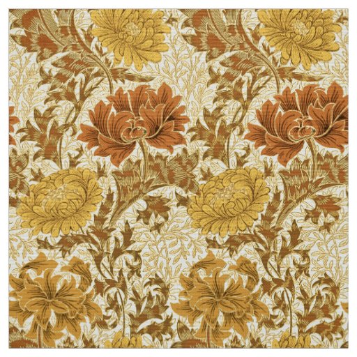 William Morris Chrysanthemums, Mustard Gold Fabric