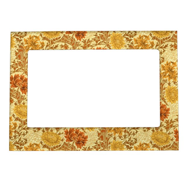 William Morris Chrysanthemums, Mustard Gold Magnetic Photo Frame (Front)