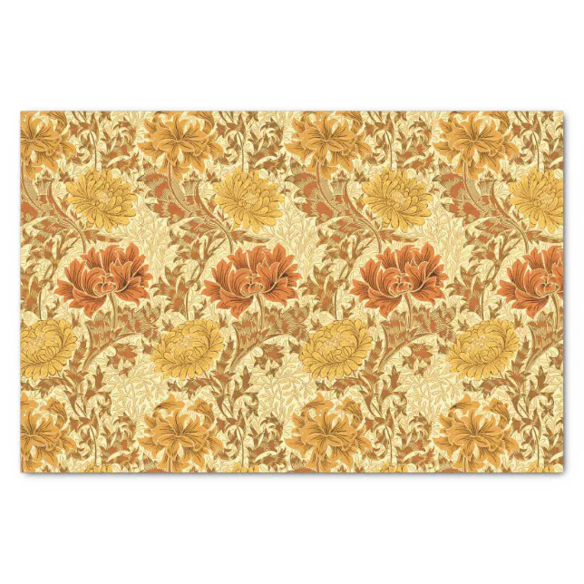 William Morris Chrysanthemums, Mustard Gold Tissue Paper Zazzle