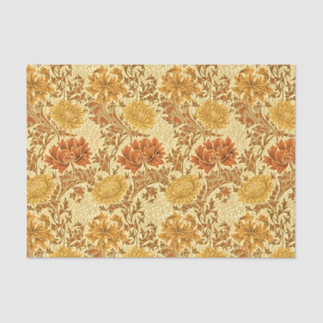 William Morris Chrysanthemums, Mustard Gold Tissue Paper (Front)