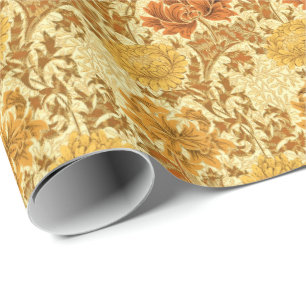 William Morris Chrysanthemums, Mustard Gold Wrapping Paper