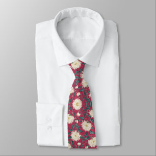 William Morris Chrysanthemums Pink Floral Neck Tie