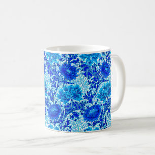 William Morris Chrysanthemums Shades of Denim Blue Coffee Mug