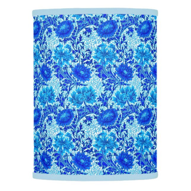 William Morris Chrysanthemums Shades of Denim Blue Lamp Shade (Front)