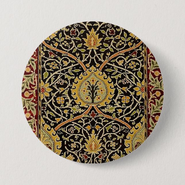 William Morris Classic Carpet Art Print Design Button (Front)