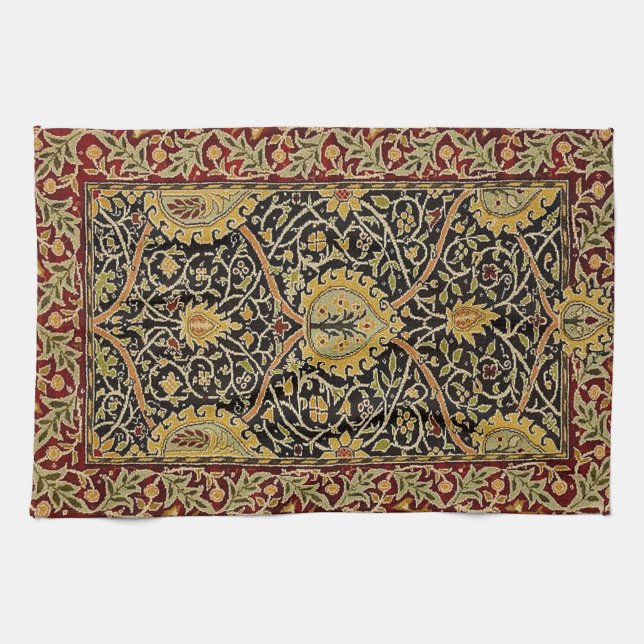William Morris Classic Carpet Art Print Design Kitchen Towel (Horizontal)