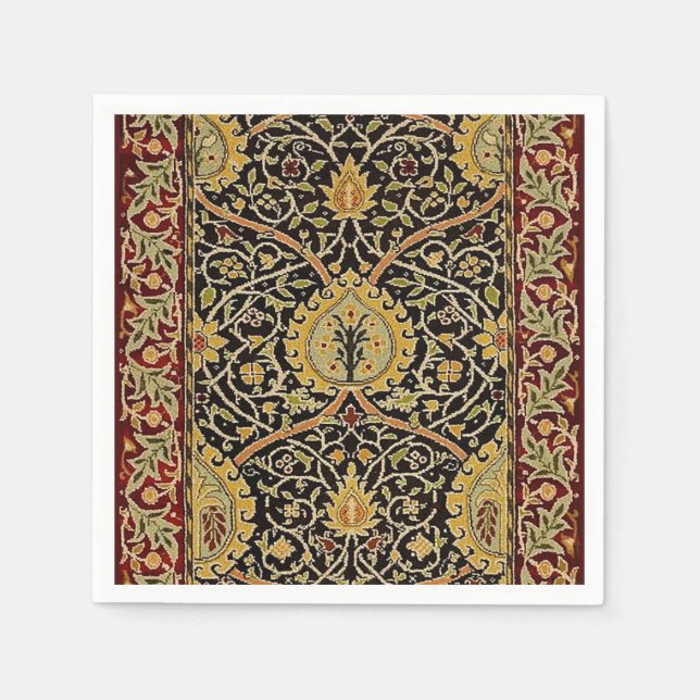 William Morris Classic Carpet Art Print Design Napkins (Front)