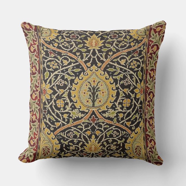 William Morris Classic Carpet Art Print Design Outdoor Pillow (Front)