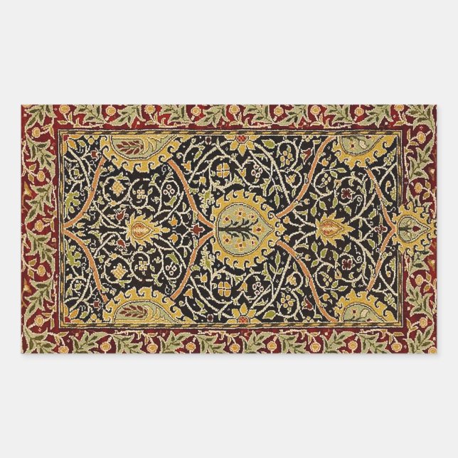 William Morris Classic Carpet Art Print Design Rectangular Sticker (Front)