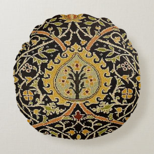 William Morris Classic Carpet Art Print Design Round Pillow