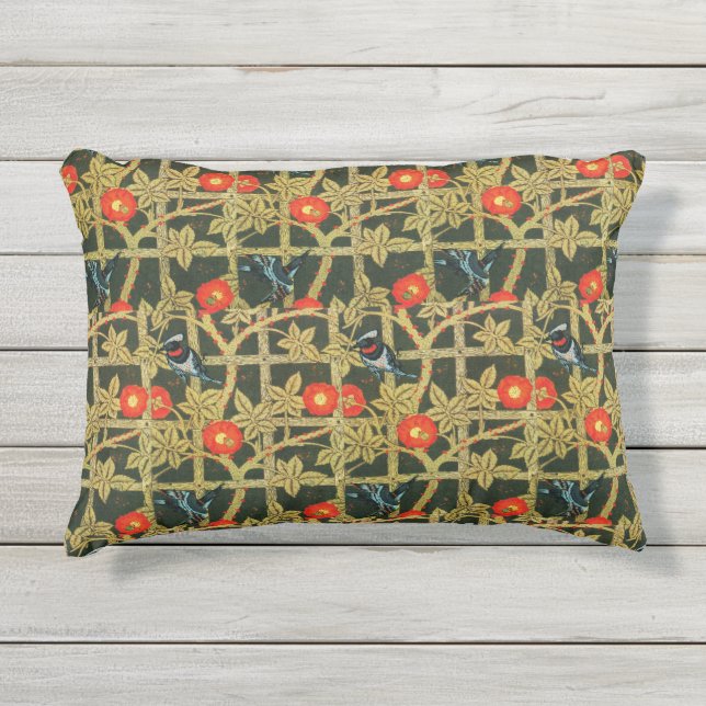 William Morris Classic Floral Trellis Outdoor Pillow (Front)