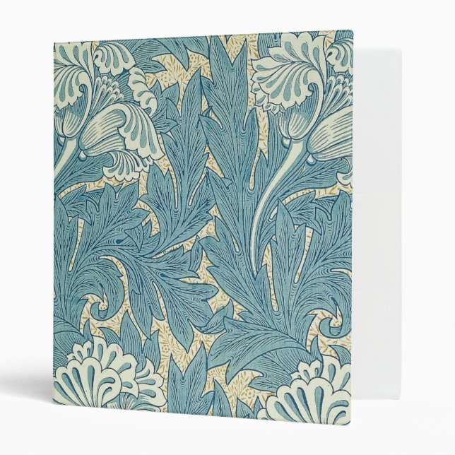William Morris Classic Tulip Blue Floral 3 Ring Binder (Front/Inside)