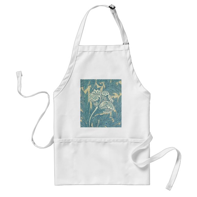 William Morris Classic Tulip Blue Floral Adult Apron (Front)