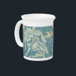 William Morris Classic Tulip Blue Floral Beverage Pitcher<br><div class="desc">William Morris Blue Tulip - The Vintage Tulip pattern by 19th Century British textile and wallpaper designer William Morris shows off a beautiful pattern of soft greenish-blue Tulips and tulip leaves. The color scheme is a wonderful floral design with blue antique colors. The design was originally created in the late...</div>
