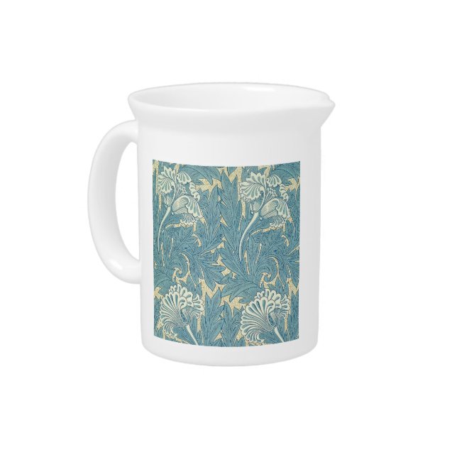 William Morris Classic Tulip Blue Floral Beverage Pitcher (Left)