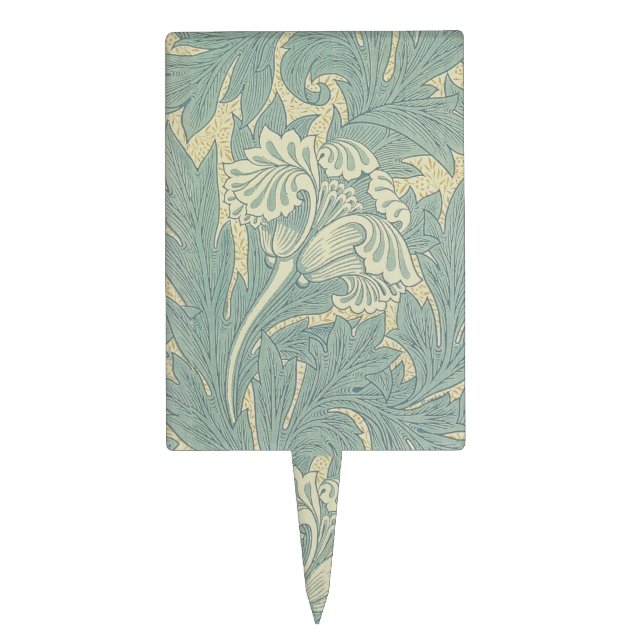 William Morris Classic Tulip Blue Floral Cake Topper (Front)