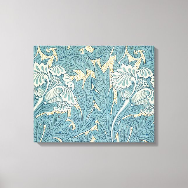 William Morris Classic Tulip Blue Floral Canvas Print (Front)