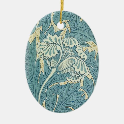 William Morris Classic Tulip Blue Floral Ceramic Ornament