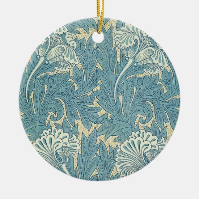 William Morris Classic Tulip Blue Floral Ceramic Ornament (Front)