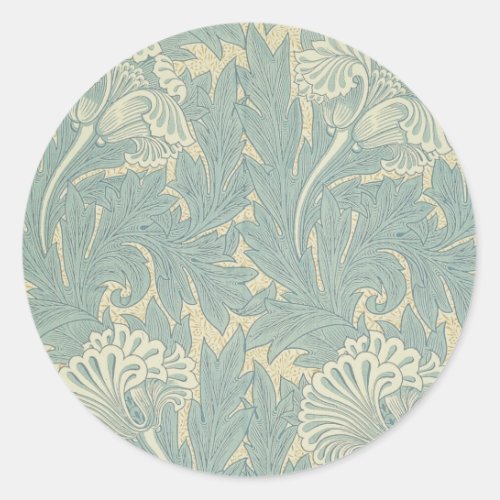 William Morris Classic Tulip Blue Floral Classic Round Sticker