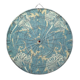 William Morris Classic Tulip Blue Floral Dartboard With Darts