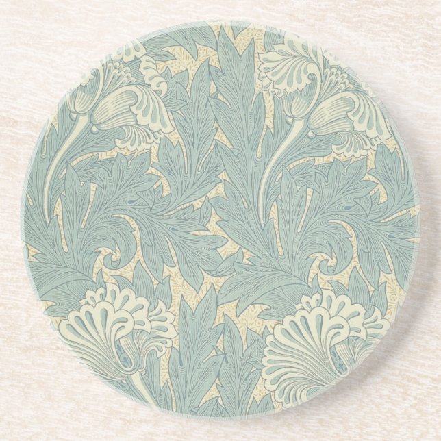 William Morris Classic Tulip Blue Floral Drink Coaster (Front)