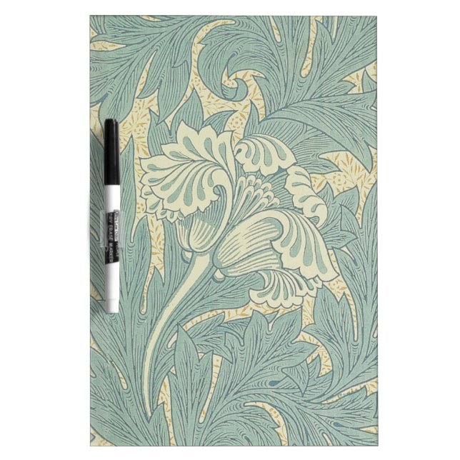William Morris Classic Tulip Blue Floral Dry Erase Board (Front)