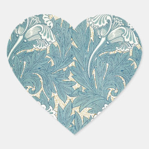 William Morris Classic Tulip Blue Floral Heart Sticker