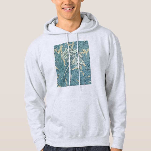 William Morris Classic Tulip Blue Floral Hoodie (Front)