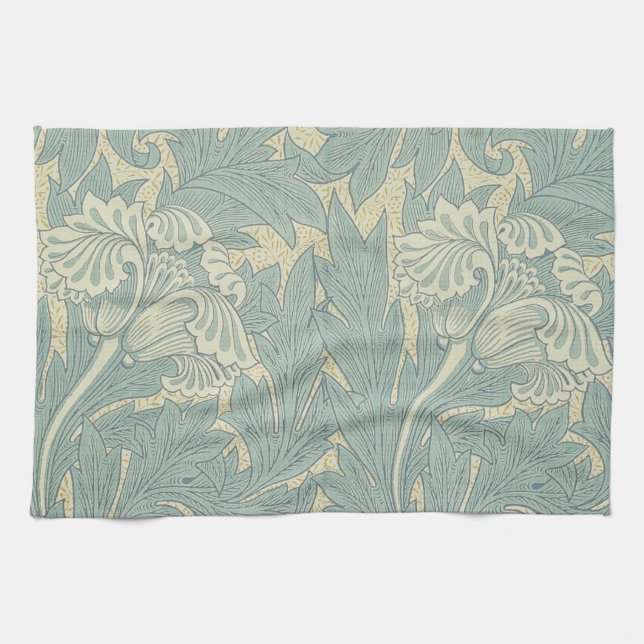 William Morris Classic Tulip Blue Floral Kitchen Towel (Horizontal)