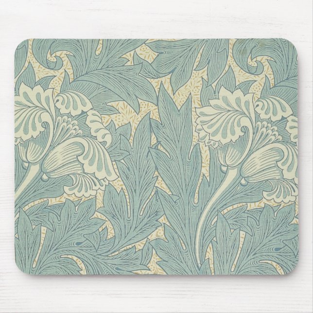 William Morris Classic Tulip Blue Floral Mouse Pad (Front)