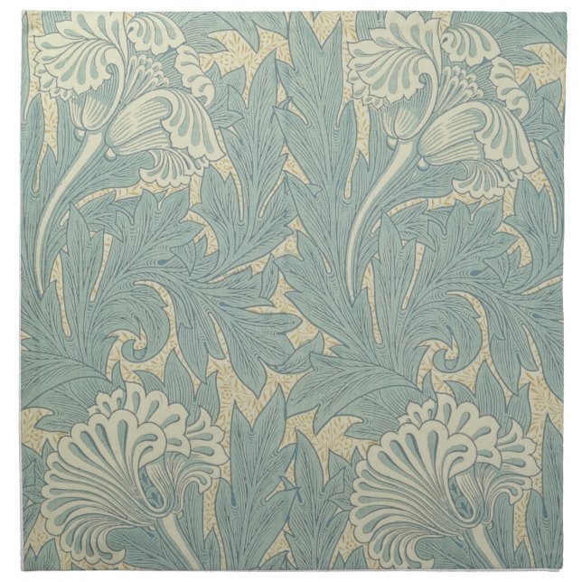 William Morris Classic Tulip Blue Floral Napkin (Front)
