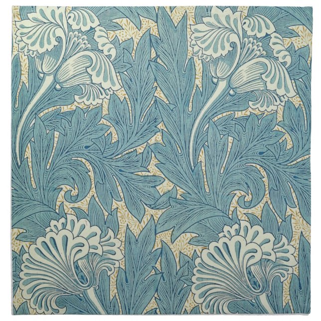 William Morris Classic Tulip Blue Floral Napkin (Front)
