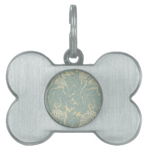 William Morris Classic Tulip Blue Floral Pet ID Tag