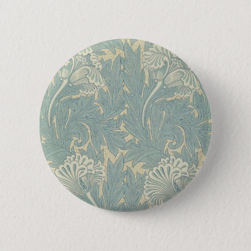 William Morris Classic Tulip Blue Floral Pinback Button